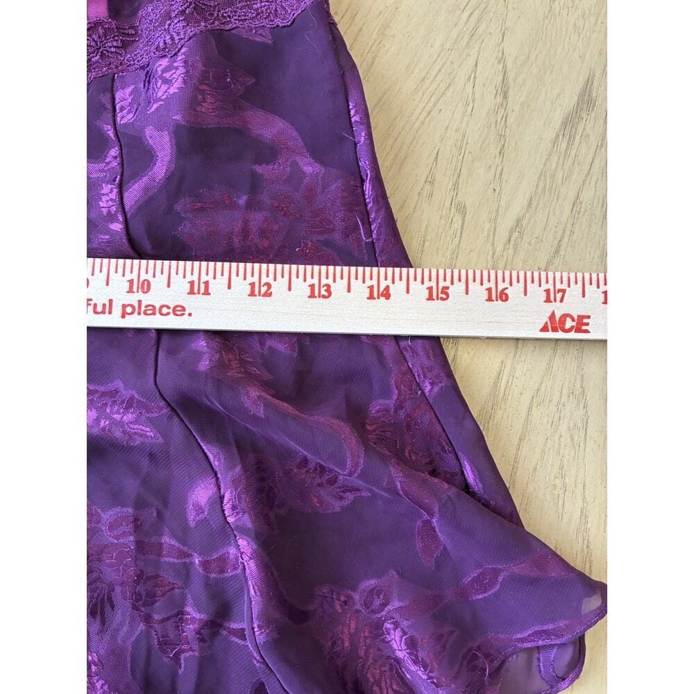 VTG Victoria’s Secret Gold Label Purple Sheer Floral Burnout Teddy Bodysuit S - Picture 14 of 16